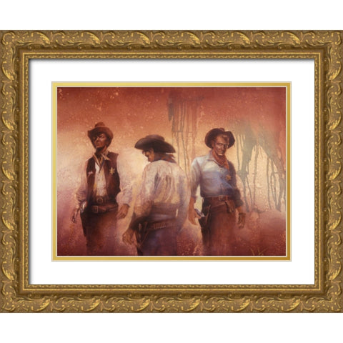 Quick Draw Gold Ornate Wood Framed Art Print with Double Matting by Lund, Denton