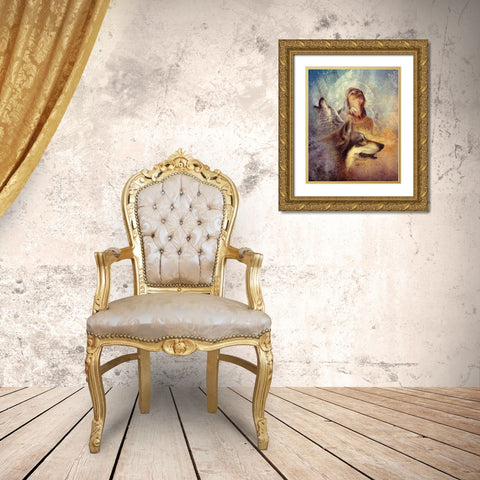 Winter Song Gold Ornate Wood Framed Art Print with Double Matting by Lund, Denton