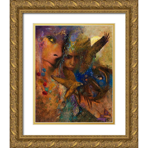 Queen Of The Night Gold Ornate Wood Framed Art Print with Double Matting by Lund, Denton