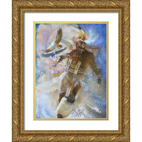 The Eagle Dancer Gold Ornate Wood Framed Art Print with Double Matting by Lund, Denton