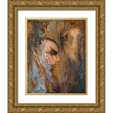Companions Along The Way Gold Ornate Wood Framed Art Print with Double Matting by Lund, Denton
