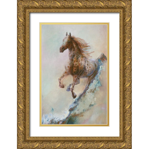 Appaloosa Run Gold Ornate Wood Framed Art Print with Double Matting by Lund, Denton