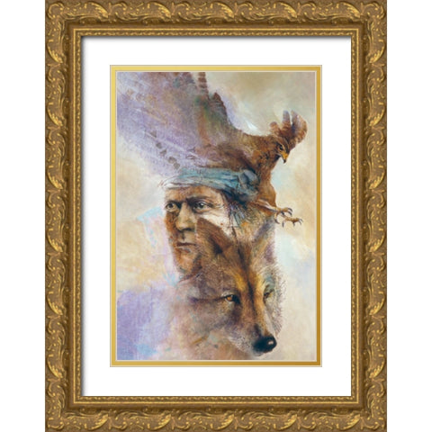 Spirits Of The Wild Gold Ornate Wood Framed Art Print with Double Matting by Lund, Denton