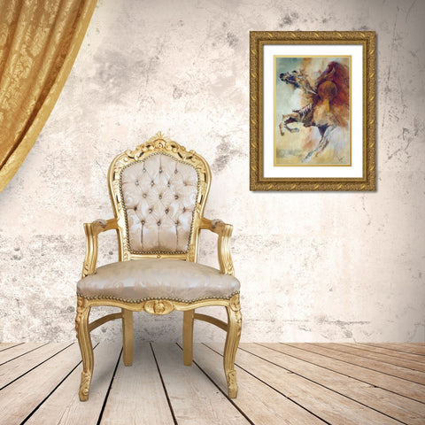 War Chief Gold Ornate Wood Framed Art Print with Double Matting by Lund, Denton
