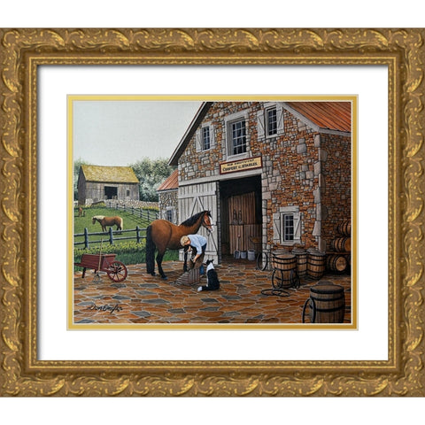 Barrels and Shoes Gold Ornate Wood Framed Art Print with Double Matting by Engler, Don