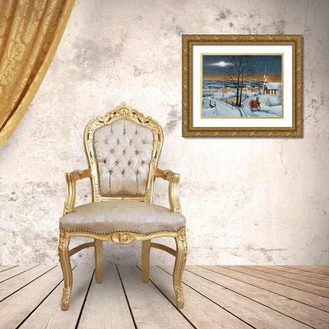 Winter in the Country Gold Ornate Wood Framed Art Print with Double Matting by Engler, Don