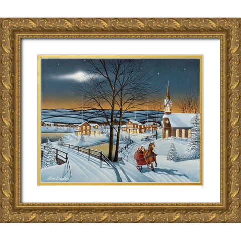 Winter in the Country Gold Ornate Wood Framed Art Print with Double Matting by Engler, Don