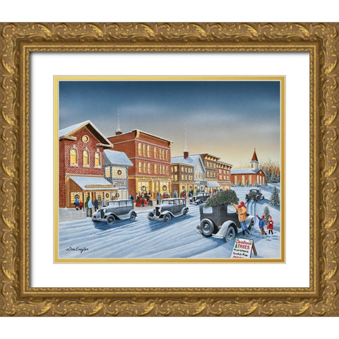 Old Fashion Christmas Gold Ornate Wood Framed Art Print with Double Matting by Engler, Don