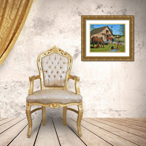 Old Town Stables Gold Ornate Wood Framed Art Print with Double Matting by Engler, Don