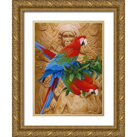 Aztec Rainbow Gold Ornate Wood Framed Art Print with Double Matting by Stevenson, Graeme