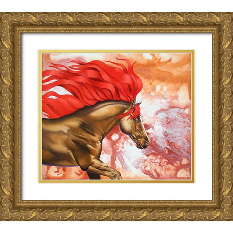 Blood Of The Stallion Gold Ornate Wood Framed Art Print with Double Matting by Stevenson, Graeme