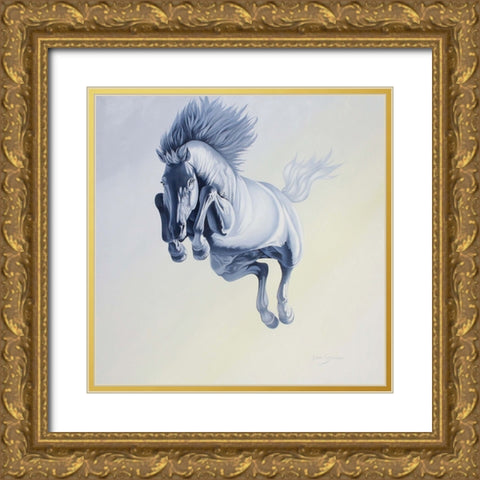 Go Ahead And Jump Gold Ornate Wood Framed Art Print with Double Matting by Stevenson, Graeme