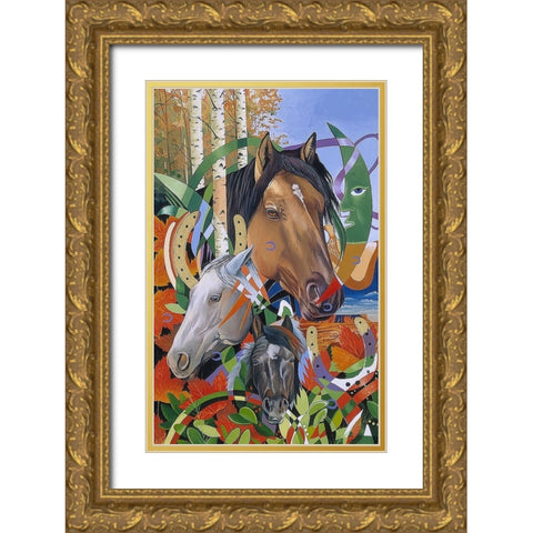 Mustang Dreams Gold Ornate Wood Framed Art Print with Double Matting by Stevenson, Graeme