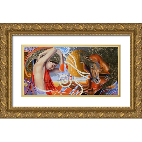One With The Spirit Gold Ornate Wood Framed Art Print with Double Matting by Stevenson, Graeme