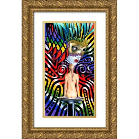 Rainbow Mask Gold Ornate Wood Framed Art Print with Double Matting by Stevenson, Graeme