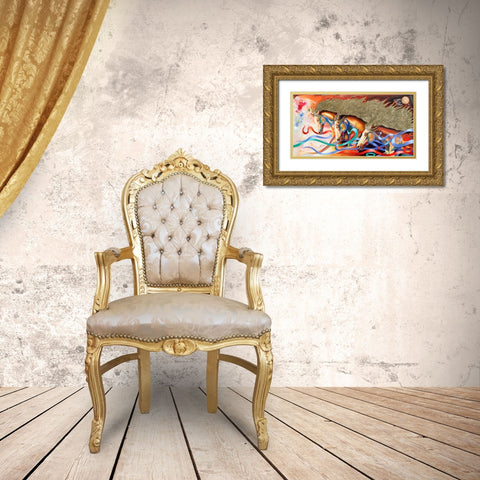 Stallions Of The Gods Gold Ornate Wood Framed Art Print with Double Matting by Stevenson, Graeme