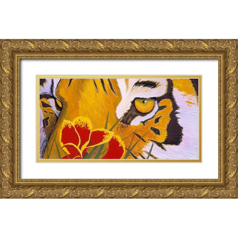 Tiger Eye Gold Ornate Wood Framed Art Print with Double Matting by Stevenson, Graeme