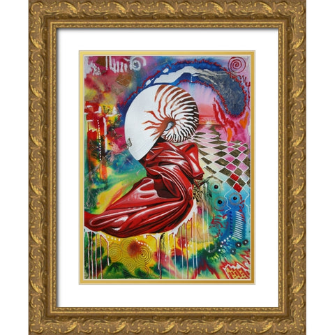 Time Of Fibonacci Gold Ornate Wood Framed Art Print with Double Matting by Stevenson, Graeme