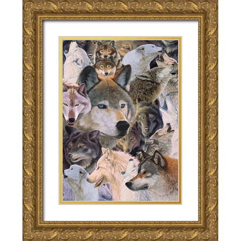 Wolves Alive Gold Ornate Wood Framed Art Print with Double Matting by Stevenson, Graeme