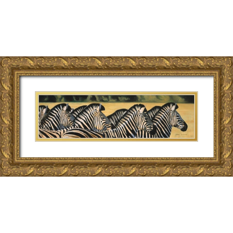 Zebras Gold Ornate Wood Framed Art Print with Double Matting by Stevenson, Graeme