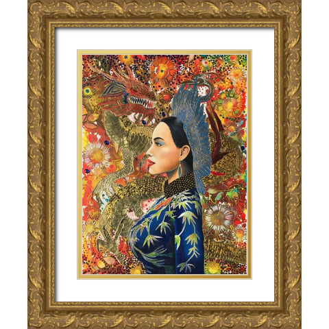 Dragon Lady Gold Ornate Wood Framed Art Print with Double Matting by Stevenson, Graeme