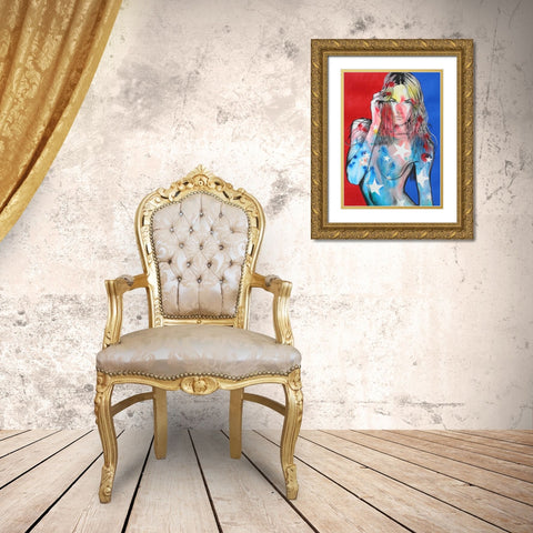 Stripes Gold Ornate Wood Framed Art Print with Double Matting by Stevenson, Graeme