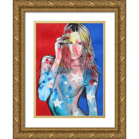 Stripes Gold Ornate Wood Framed Art Print with Double Matting by Stevenson, Graeme