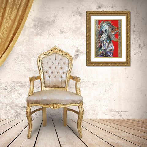 Golden Stallion Gold Ornate Wood Framed Art Print with Double Matting by Stevenson, Graeme
