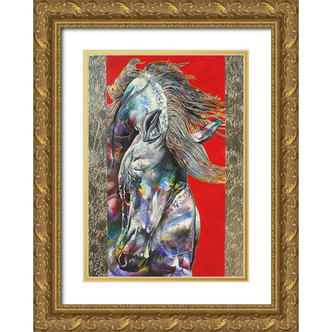 Golden Stallion Gold Ornate Wood Framed Art Print with Double Matting by Stevenson, Graeme