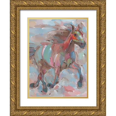 Happy Hooves Gold Ornate Wood Framed Art Print with Double Matting by Khorasani, Hooshang