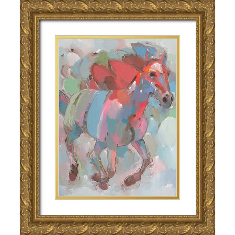 Pegasus Gold Ornate Wood Framed Art Print with Double Matting by Khorasani, Hooshang
