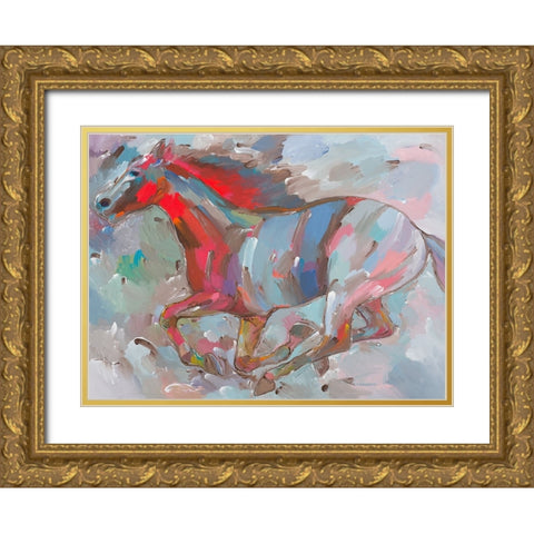 Fiery Runner Gold Ornate Wood Framed Art Print with Double Matting by Khorasani, Hooshang