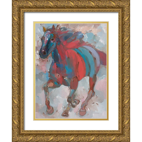 Spirit Runner Gold Ornate Wood Framed Art Print with Double Matting by Khorasani, Hooshang
