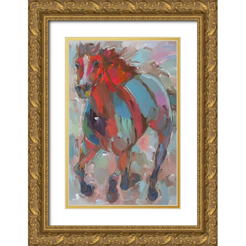 Red Warrior Gold Ornate Wood Framed Art Print with Double Matting by Khorasani, Hooshang