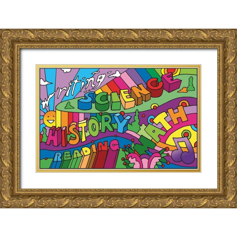 School Courses Gold Ornate Wood Framed Art Print with Double Matting by Green, Howie