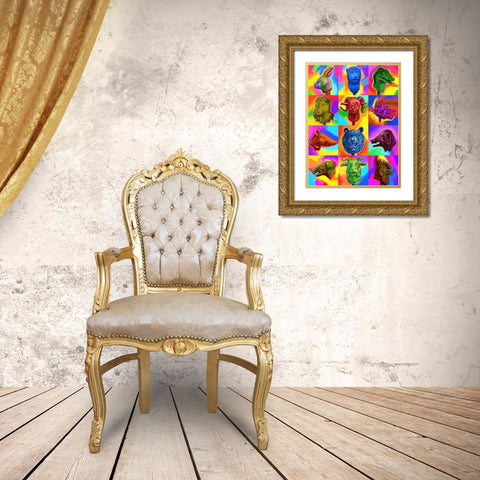 Chinese Zodiac Pop Art Gold Ornate Wood Framed Art Print with Double Matting by Green, Howie