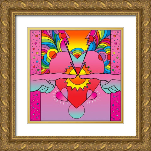 Hearts Touching Gold Ornate Wood Framed Art Print with Double Matting by Green, Howie