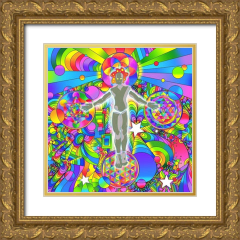 Sacred Geometry Figure Gold Ornate Wood Framed Art Print with Double Matting by Green, Howie