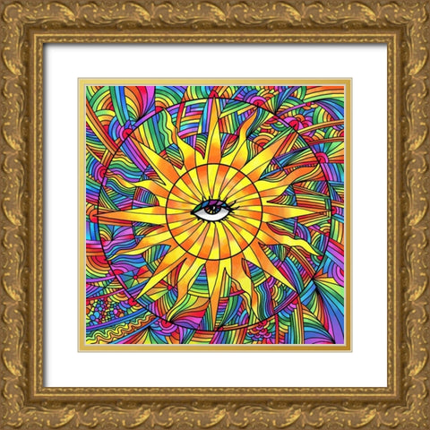 Sun Eye Gold Ornate Wood Framed Art Print with Double Matting by Green, Howie
