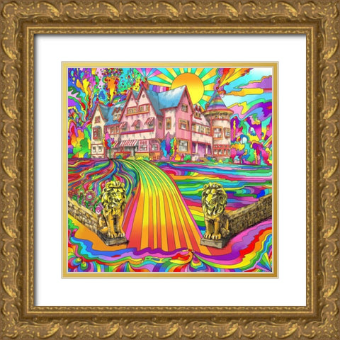 Pink-Mansion Gold Ornate Wood Framed Art Print with Double Matting by Green, Howie