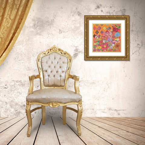 Floral 1 Gold Ornate Wood Framed Art Print with Double Matting by HUE and MI and Sangita