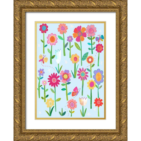 Meadow Gold Ornate Wood Framed Art Print with Double Matting by HUE and MI and Sangita