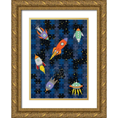 A Peice Of Space Gold Ornate Wood Framed Art Print with Double Matting by HUE and MI and Sangita