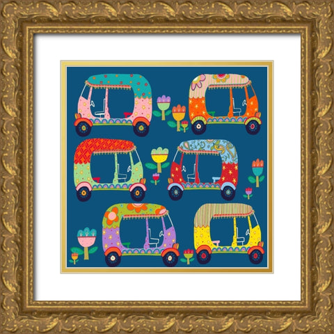 Rickshaw Gold Ornate Wood Framed Art Print with Double Matting by HUE and MI and Sangita