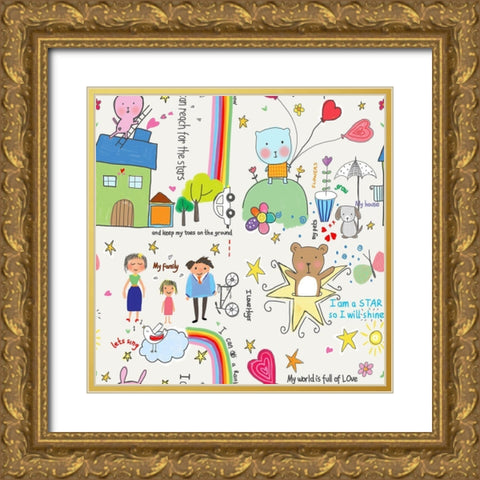 Sketch Book Diary Gold Ornate Wood Framed Art Print with Double Matting by HUE and MI and Sangita