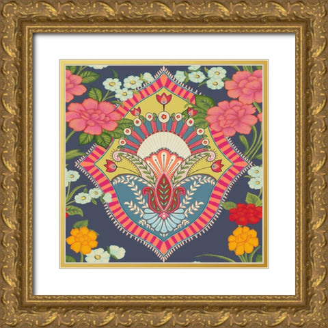 20-58 Ornate Flower Gold Ornate Wood Framed Art Print with Double Matting by HUE and MI and Sangita
