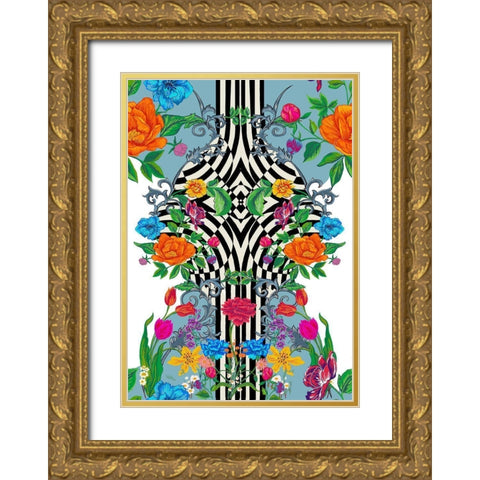 20-64 Decorative Floral Gold Ornate Wood Framed Art Print with Double Matting by HUE and MI and Sangita