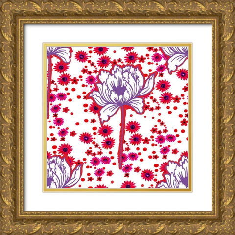 20-66 Flower Drops Gold Ornate Wood Framed Art Print with Double Matting by HUE and MI and Sangita