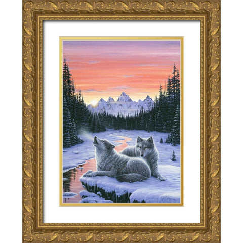 Winters Dawn Gold Ornate Wood Framed Art Print with Double Matting by Tift, Jeff