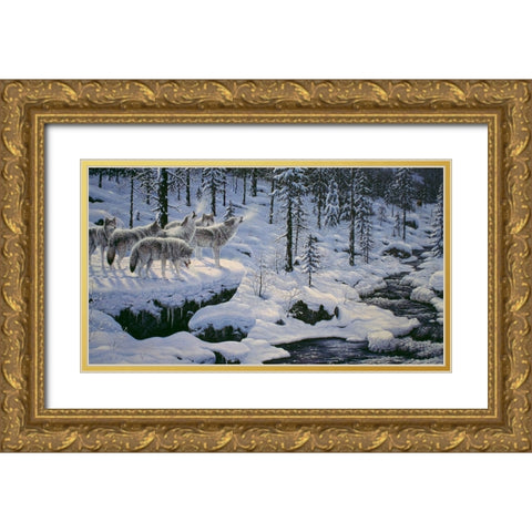 Winters Cry Gold Ornate Wood Framed Art Print with Double Matting by Tift, Jeff